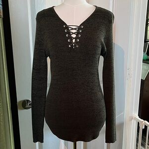 Lace-Up Stretch Sweater